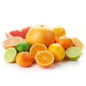 Fresh slices of orange, lemon, and lime arranged together, highlighting the zesty and refreshing citrus punch flavor.
