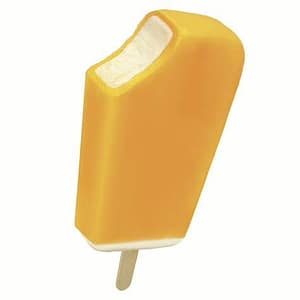 A classic orange creamsicle popsicle with creamy vanilla filling, highlighting the sweet and creamy citrus flavor.
