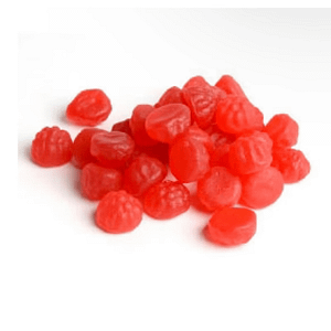 Bright red Swedish berry candies with a glossy finish, highlighting their sweet and tangy candy flavor.