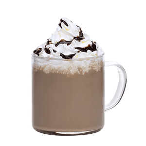 A steaming cup of mocha topped with chocolate drizzle and cocoa powder, highlighting the rich blend of coffee and chocolate flavors.