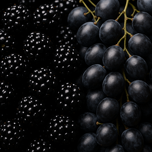Blackout Berry e-liquid — bold, fruity vape flavor combining ripe blackberries and dark grapes for a smooth, sweet-tart experience.